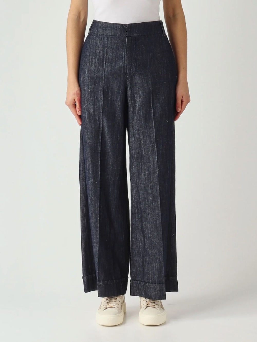 S Max Mara Wide Leg Cropped Denim Pants Jeans US 6 IT 40